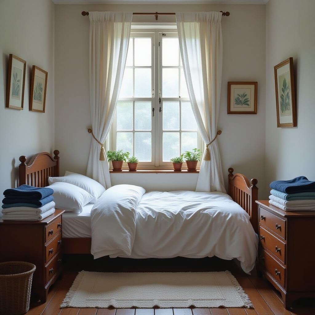 Serene Chamber in Delicate Watercolor Style