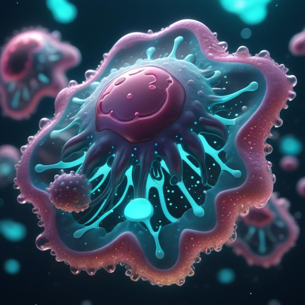 Bioluminescent Amoeba in Sparkling 3D Digital Art