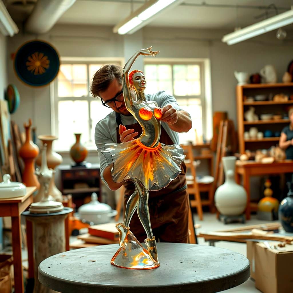 Glass Ballerina Sculpture by a Talented Artist