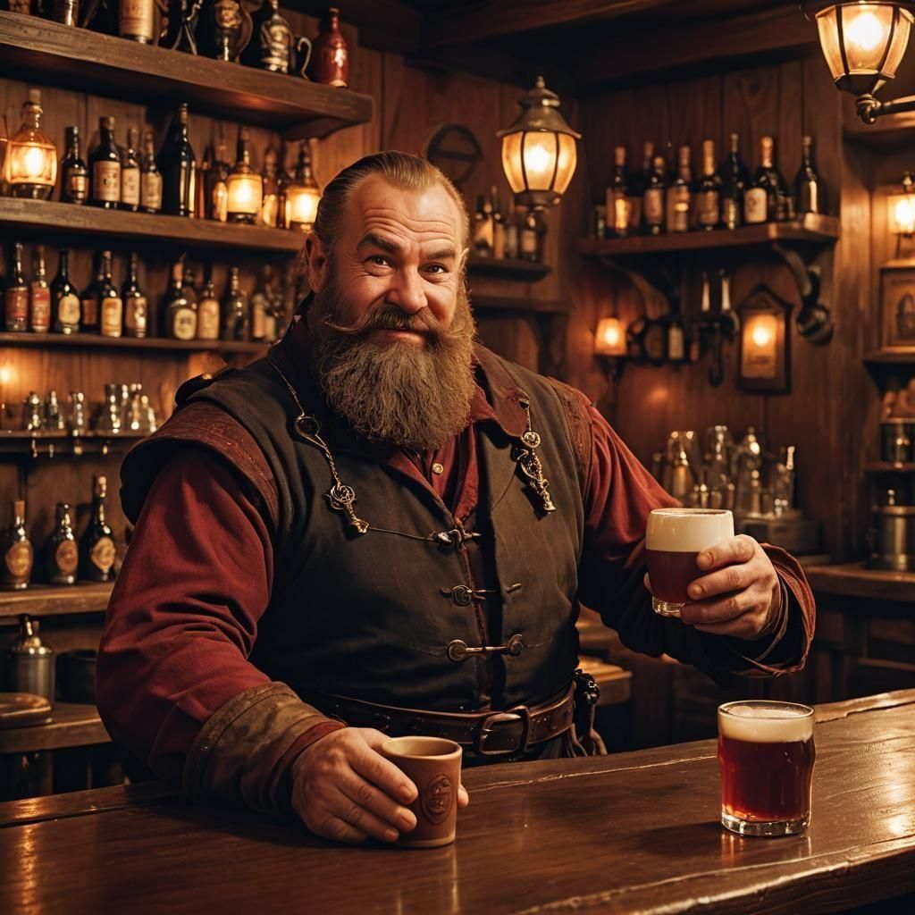 Cinematic Dwarf Barman of the Red Anchor