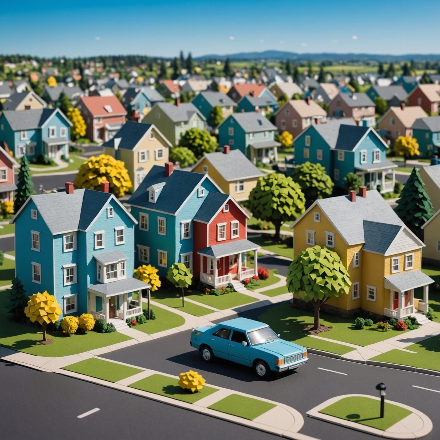 Suburbia Crafted Entirely From Paper