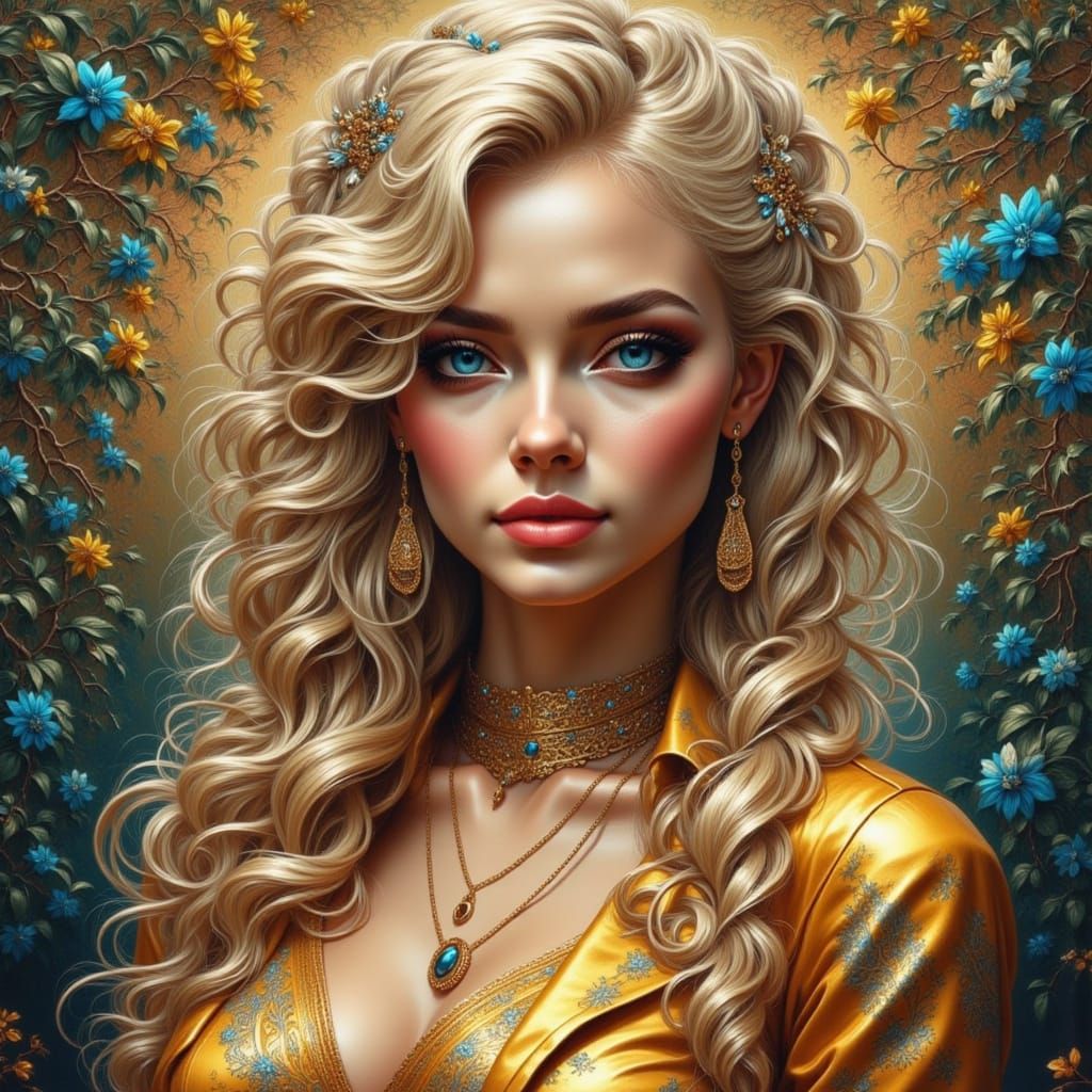 Snow White Braids with Gold Thread in Acrylic