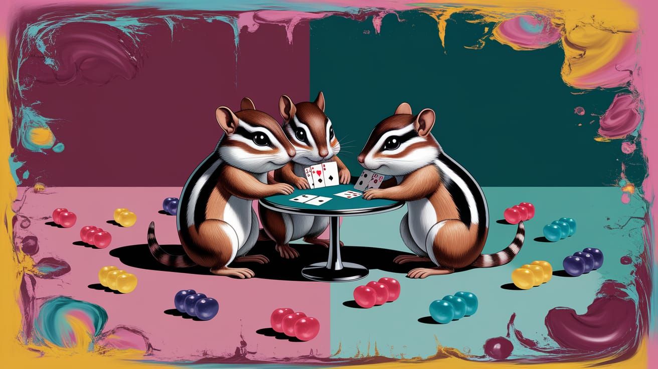 Chipmunks in a Surreal Poker Game with Gummy Bears