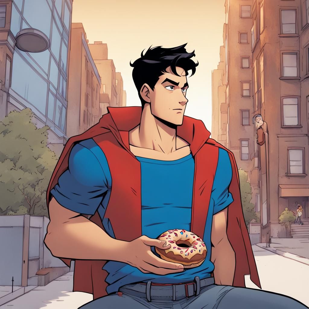 Superboy Eating a Donut in Teen Titans Style