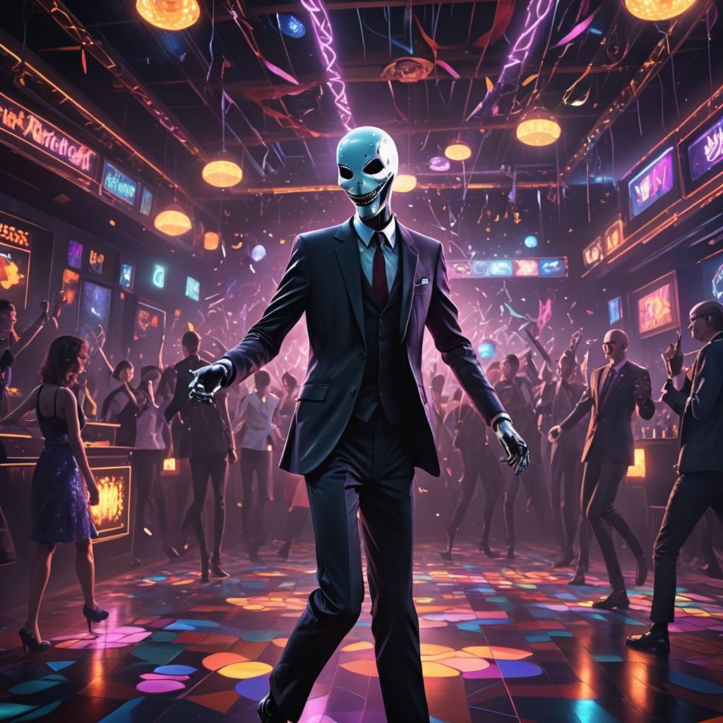 Slenderman Disco Dancing in a Club