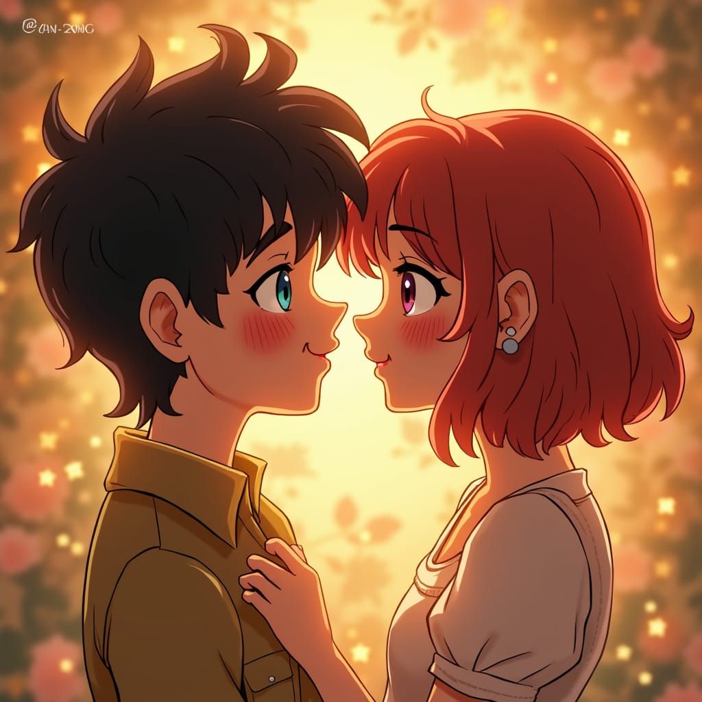 Young Love: A Shy Glance in Fantasy Style