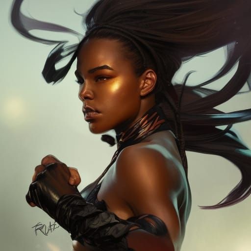 Comic Book Portrait of a Black Woman in Hyperdetail