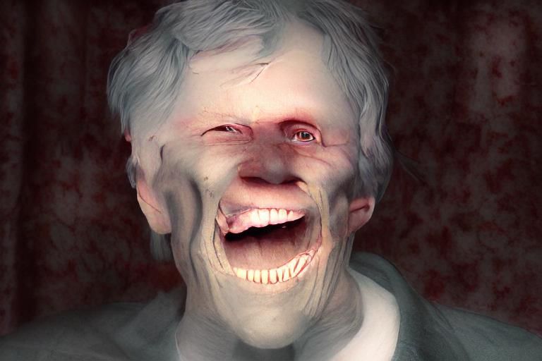 Psychological Horror Matte Painting of Smiling Man