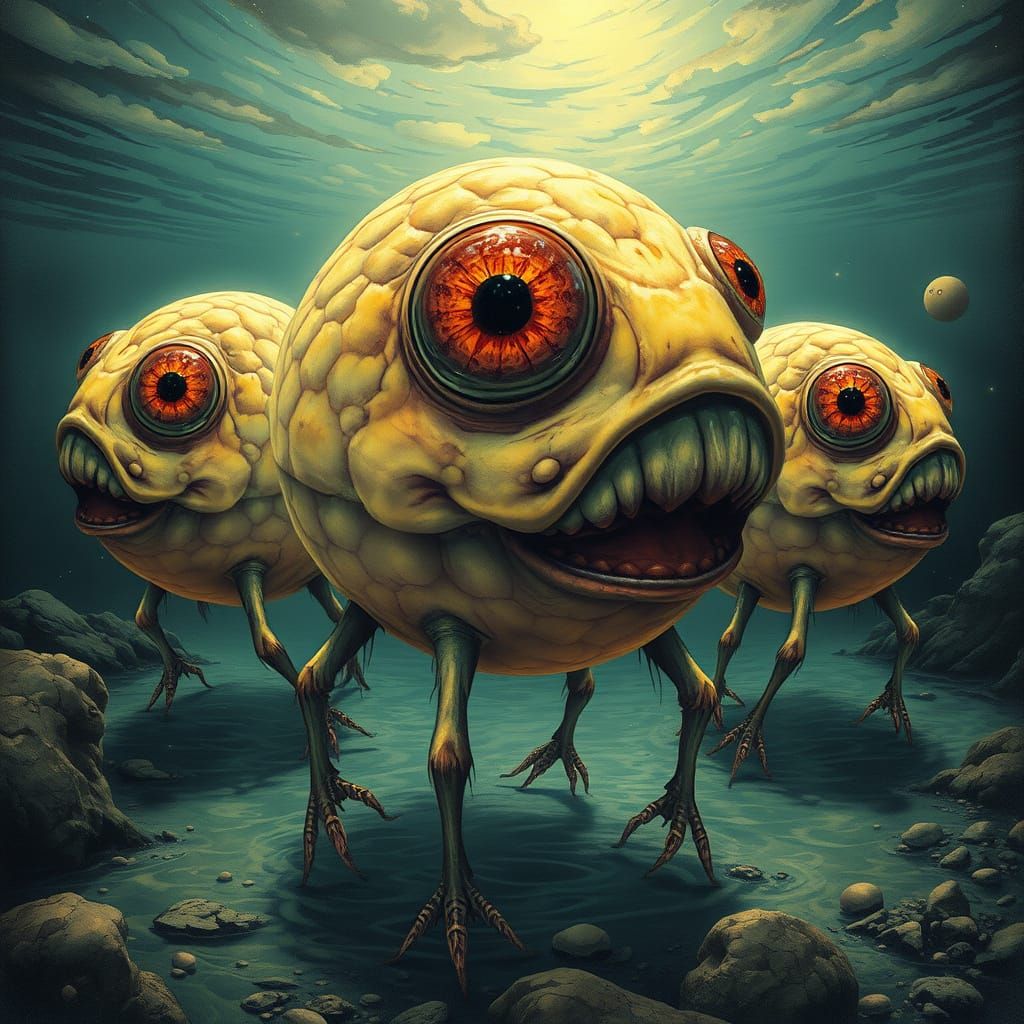 Ethereal Freshwater Plimpies in Cosmic Horror Style