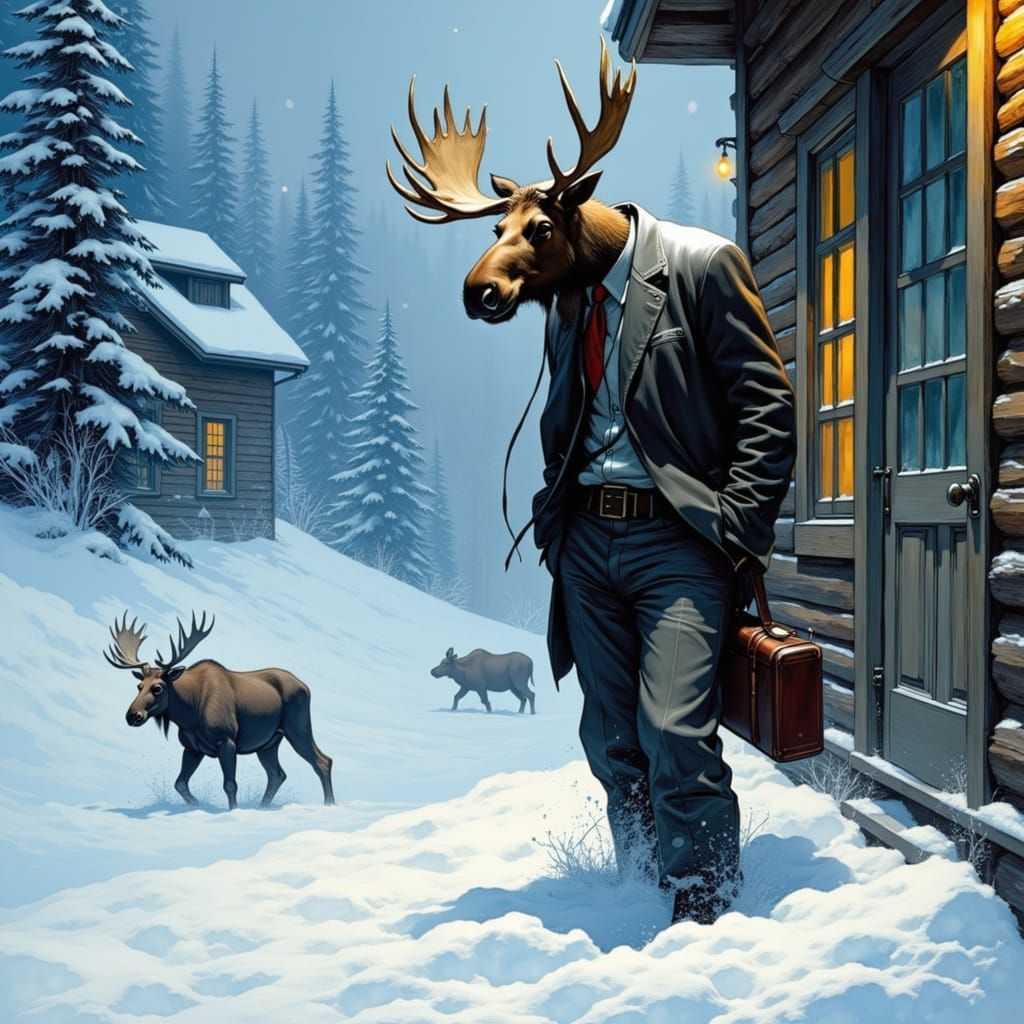 Agent Moose Embarks on a Secret Mission in a Snowy Ski Lodge