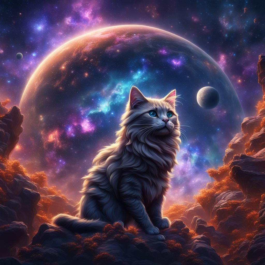 Fantastical Galaxy Cat Concept Art