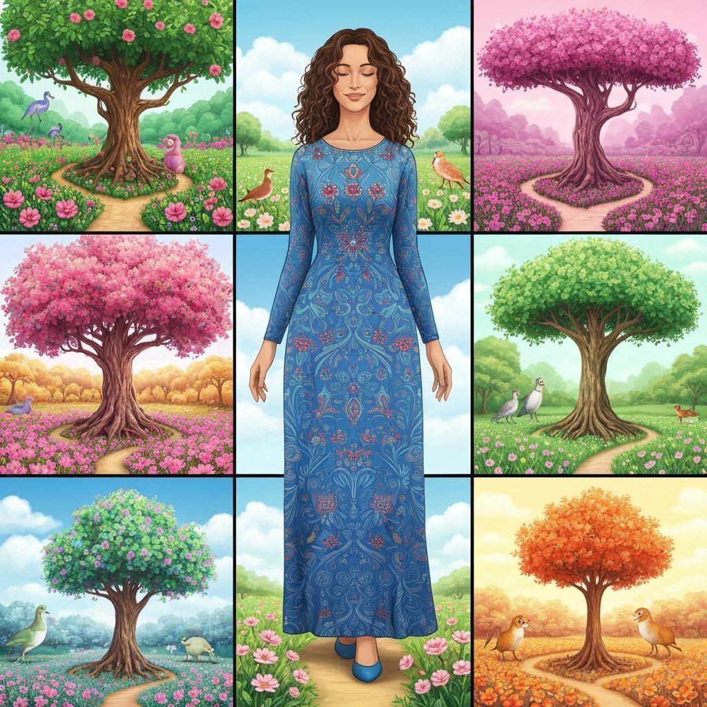 Woman Walking Through Nine Vibrant Fantasy Gardens