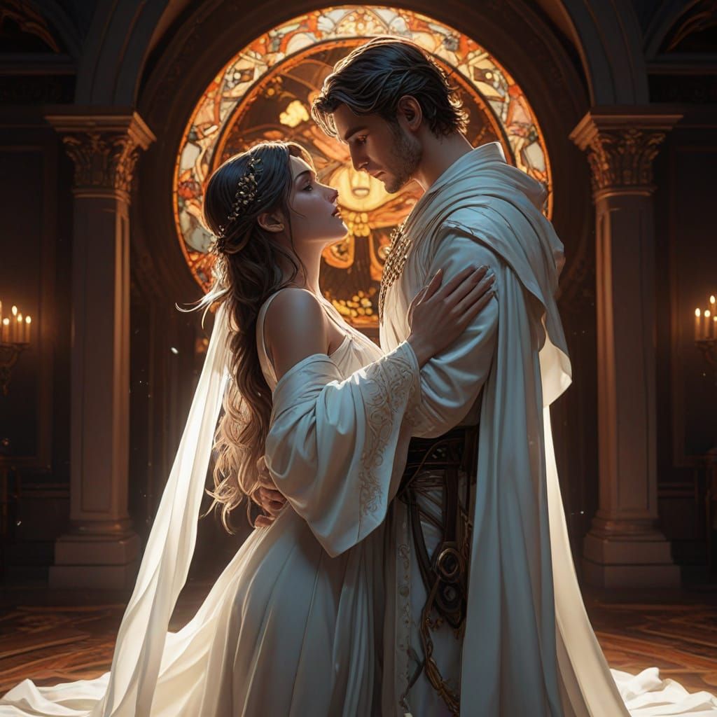 Death and Life Embrace in Dark Fantasy Art