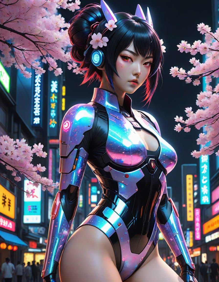 Cyberpunk Tokyo Goddess in Vibrant Neon Splendor