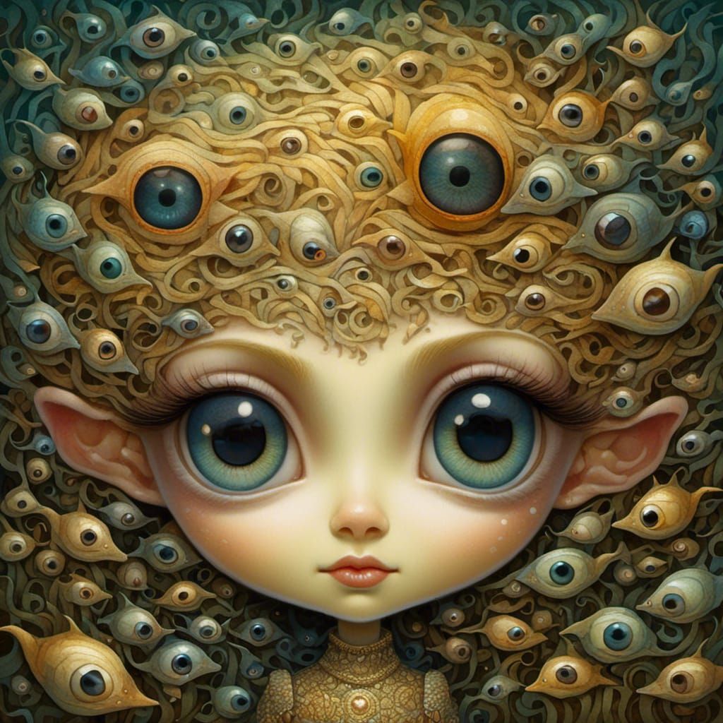Surreal Fay Princess Portrait with Big Eyes