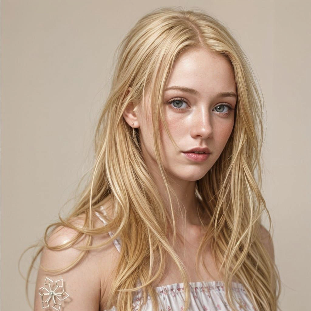 Blonde Beauty Blushes in Embarrassment