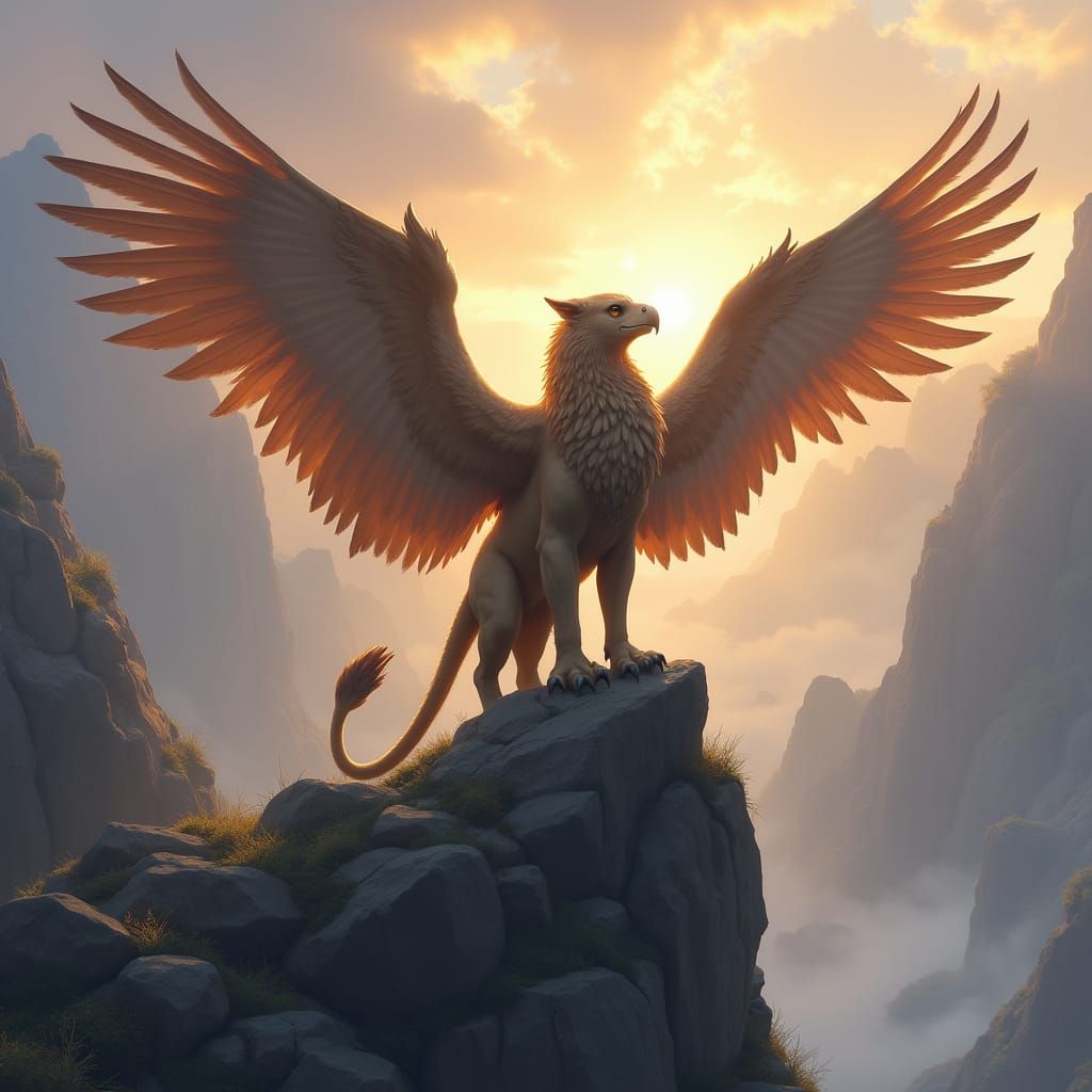 Majestic Griffin at Dawn in Epic Fantasy Style