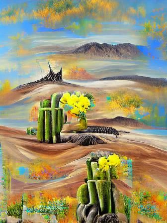 Saguaro Cactus in Desert Landscape