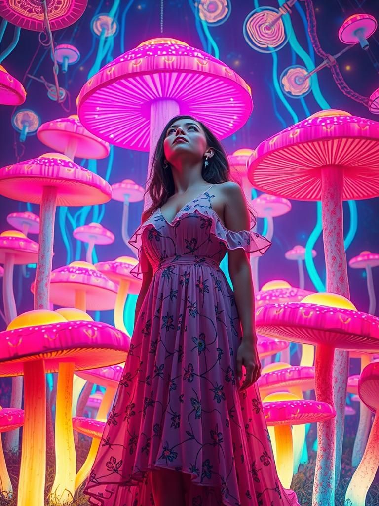 Neon Mushroom Forest Dreamscape