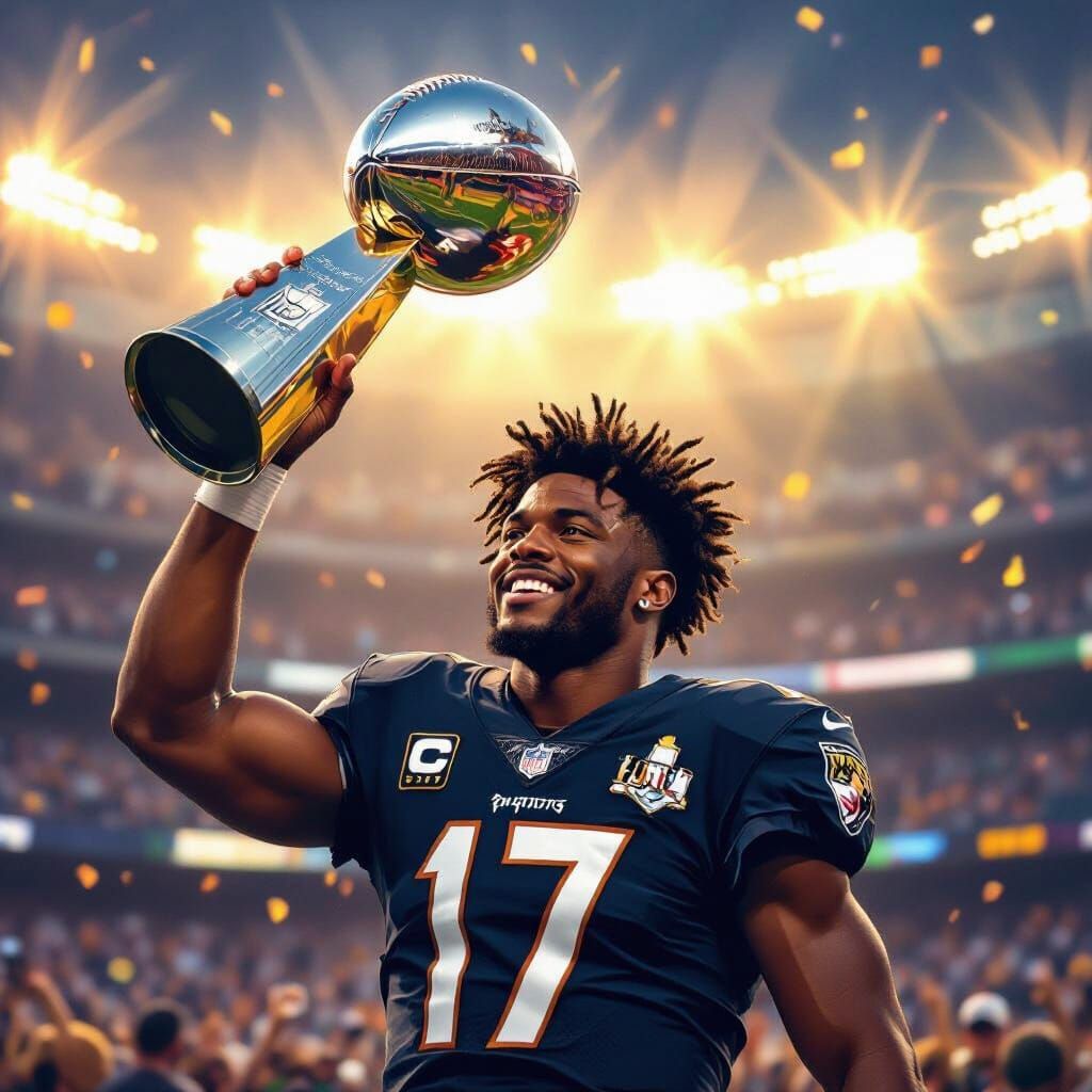 Lamar Jackson Holds Super Bowl Trophy in Hyperrealistic Digi...