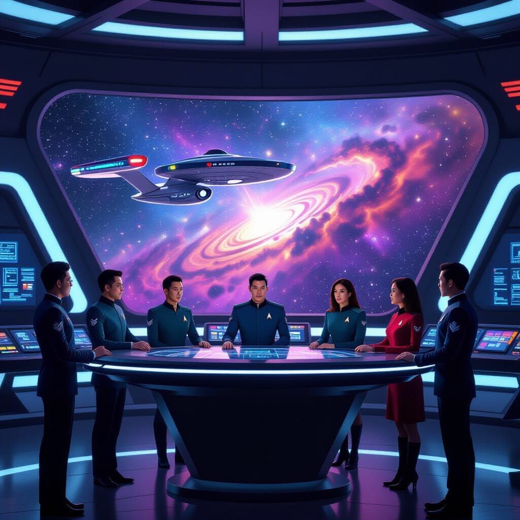 Star Trek Bridge Crew in Vibrant Nebula