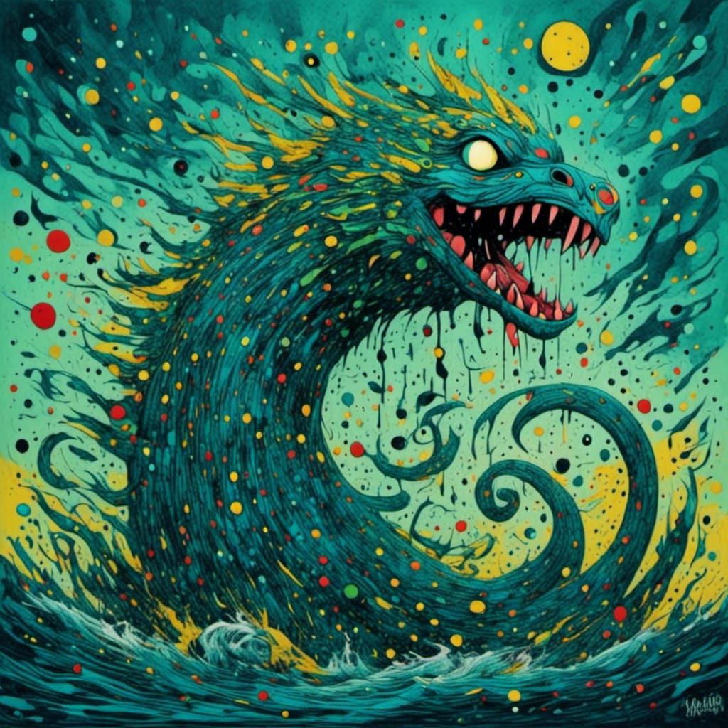 Loch Ness Monster in a Cryptid Punk Storm