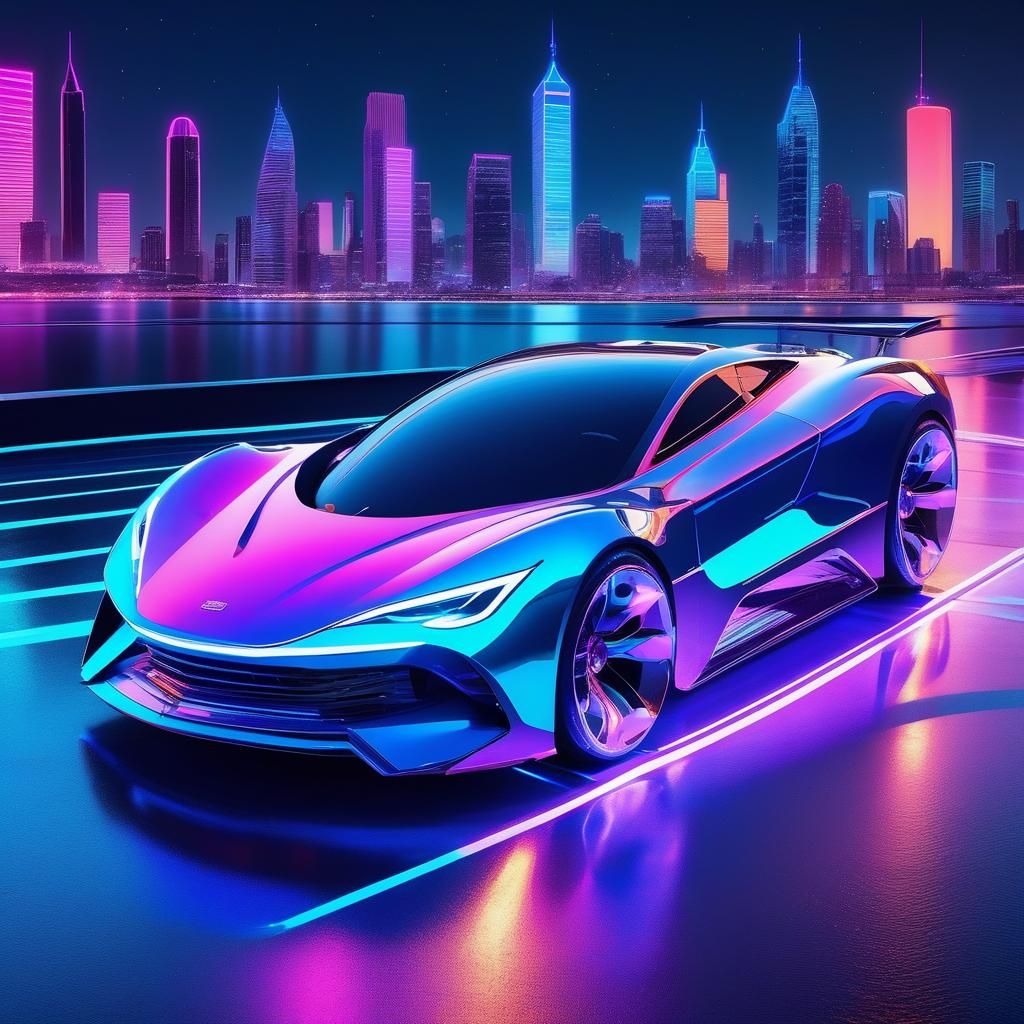 Futuristic Jelly Sports Car in Soft Art Style