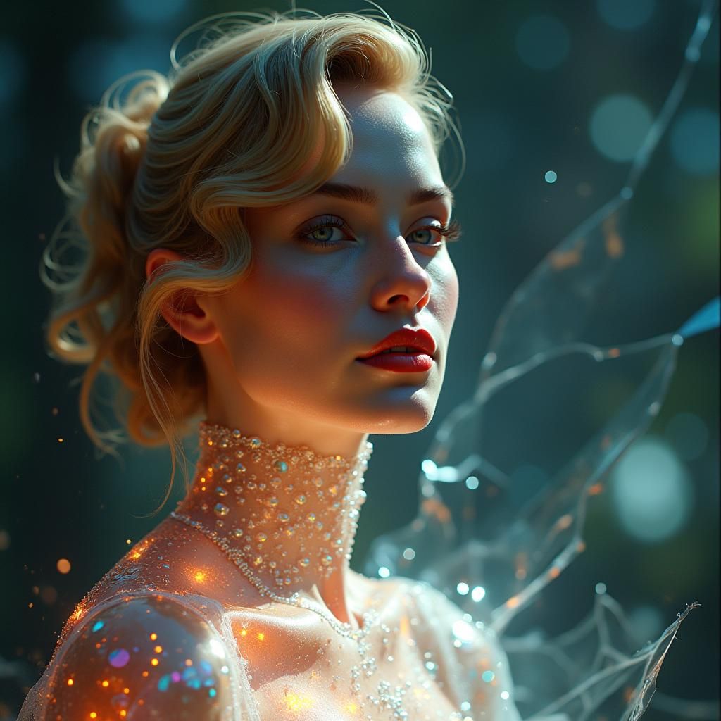 Stunning 50's Woman with Broken Glass Effect