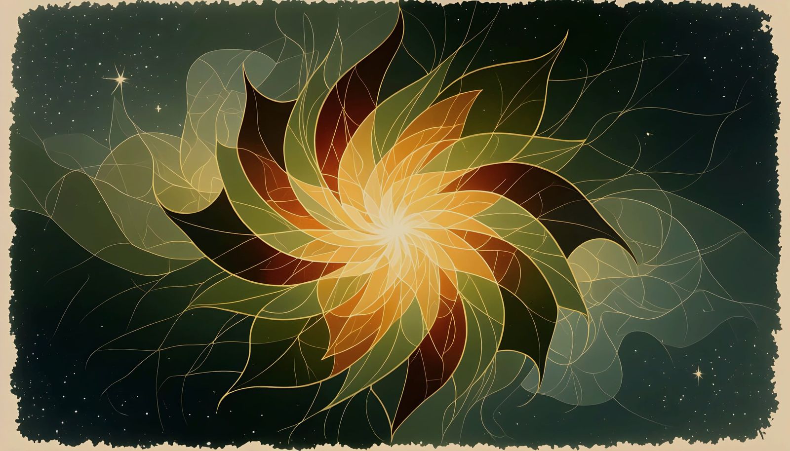 Ethereal Cosmic Abstraction Ink Drawing