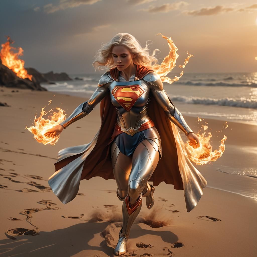 Supergirl Firebending: Comic Book Style Art