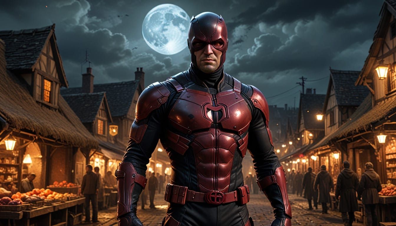 Dark Fantasy Daredevil in Iron Armor