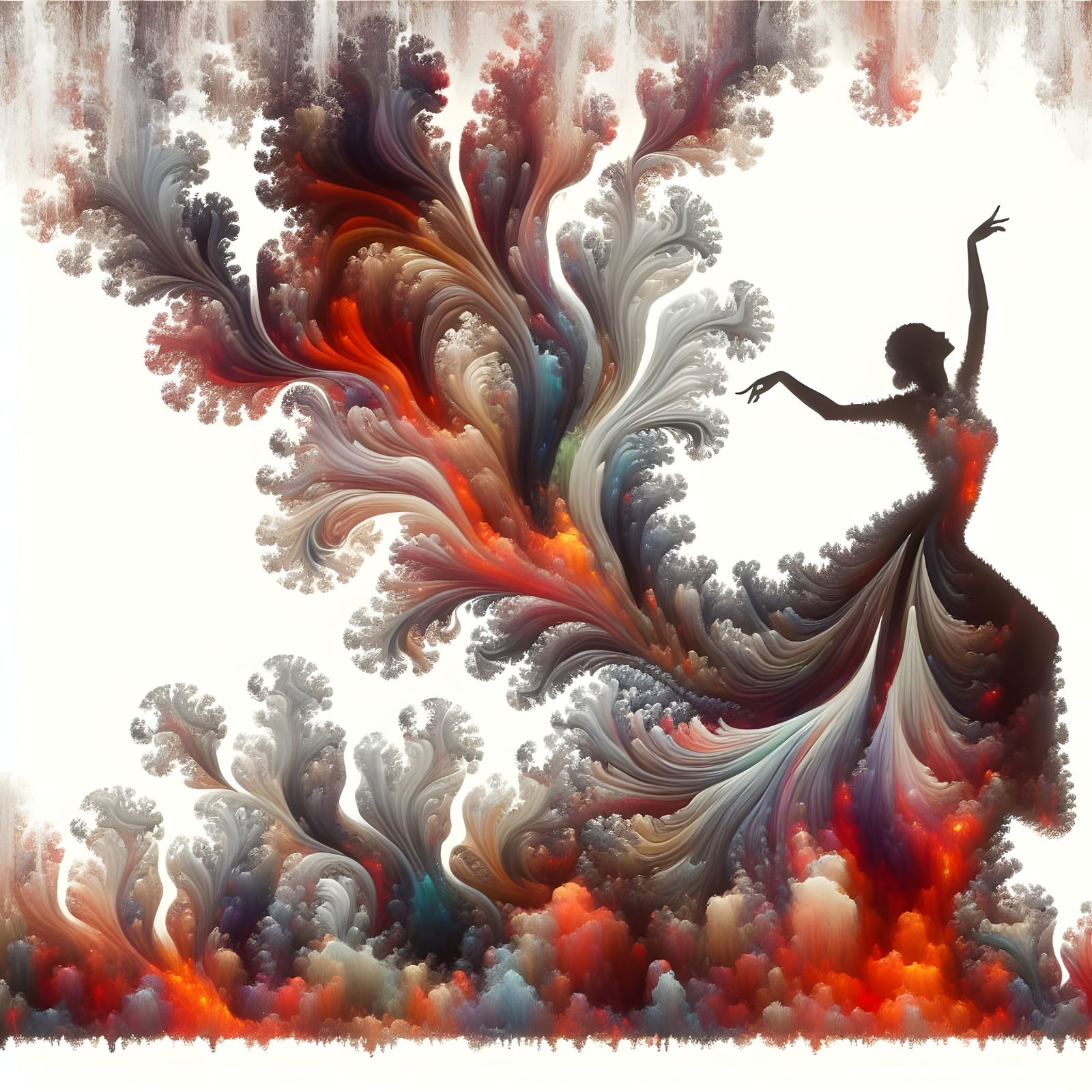 Surreal Lava Dancer in Double Exposure Style