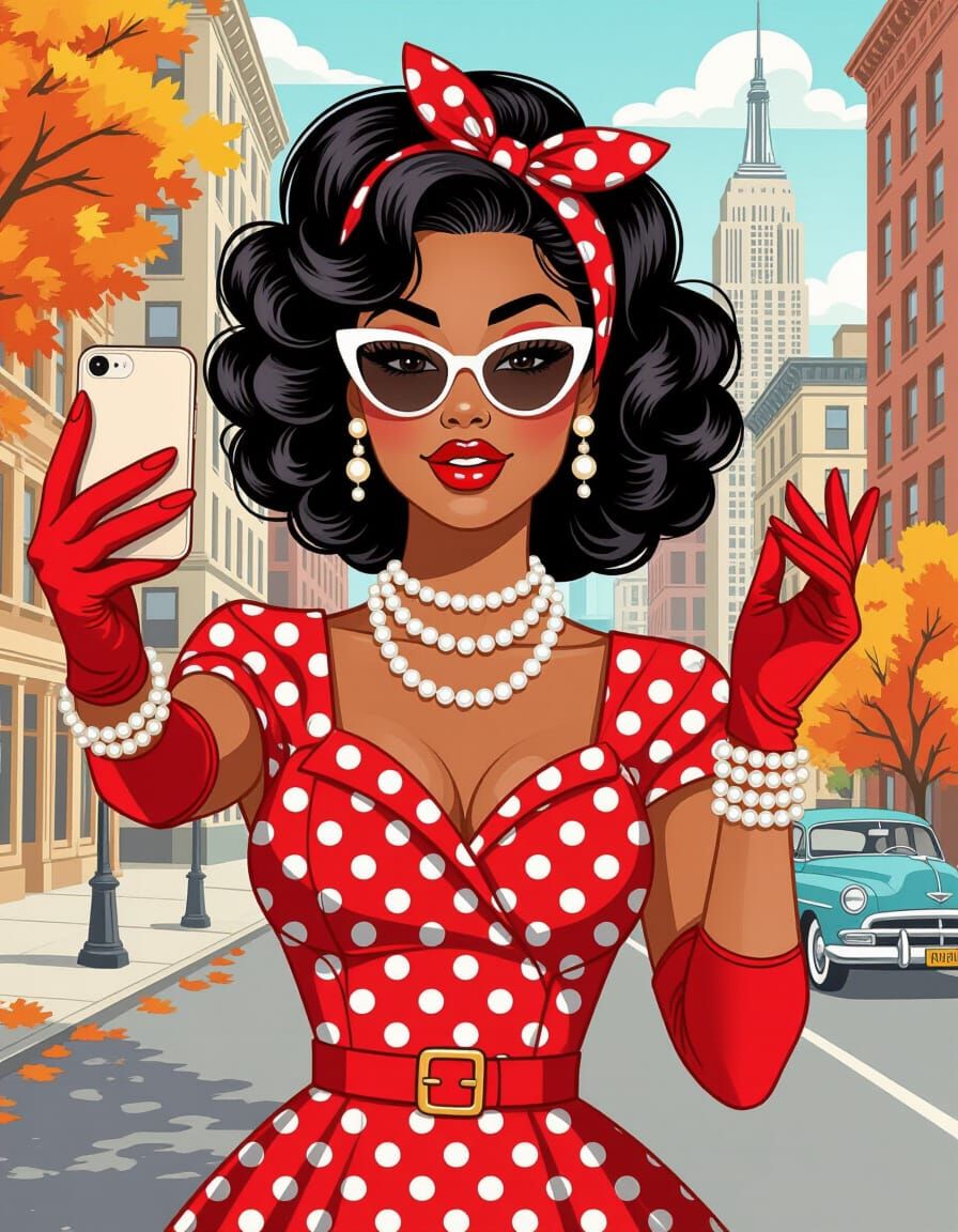 Retro Pop Art Portrait in 1950s New York