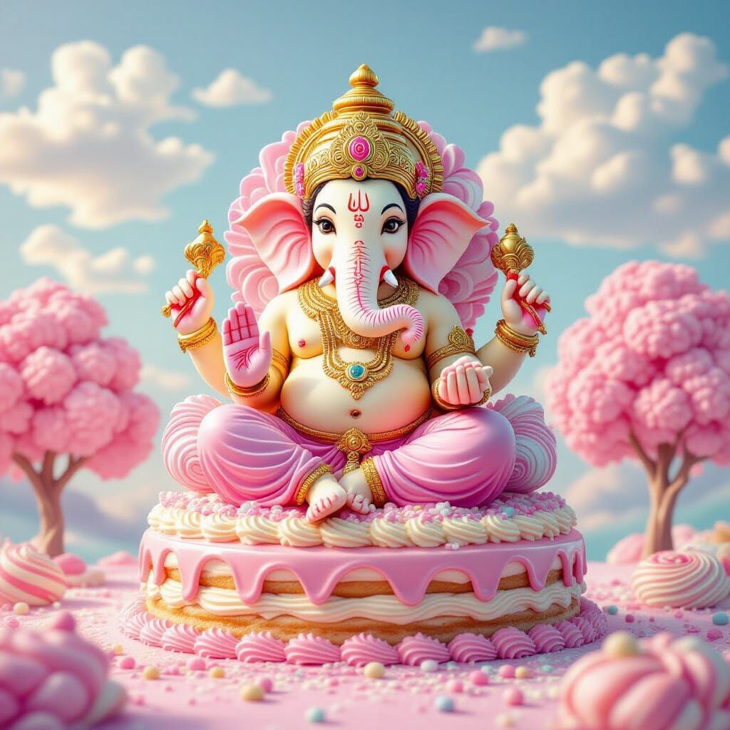 Ganesha Sculpture from Ice Cream and Desserts