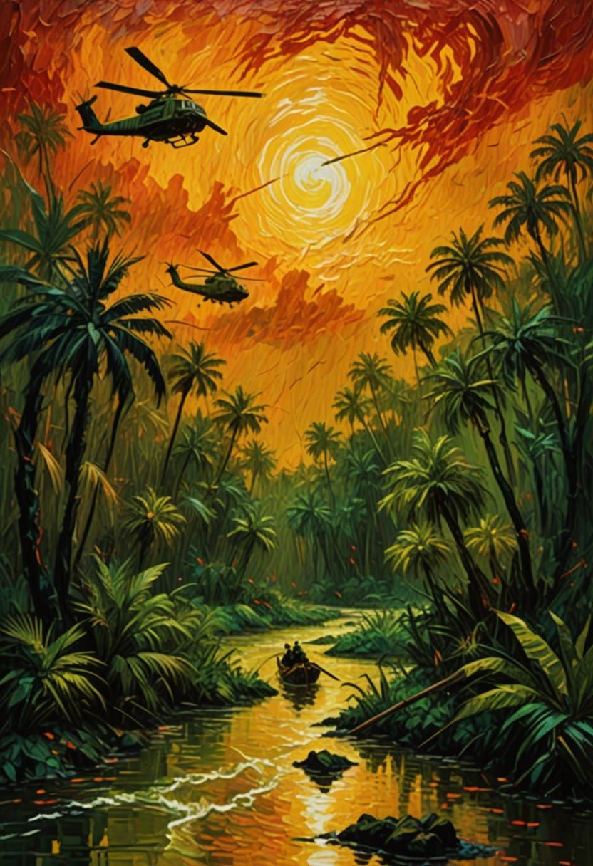 Apocalypse Now Reimagined as Van Gogh Impasto Painting