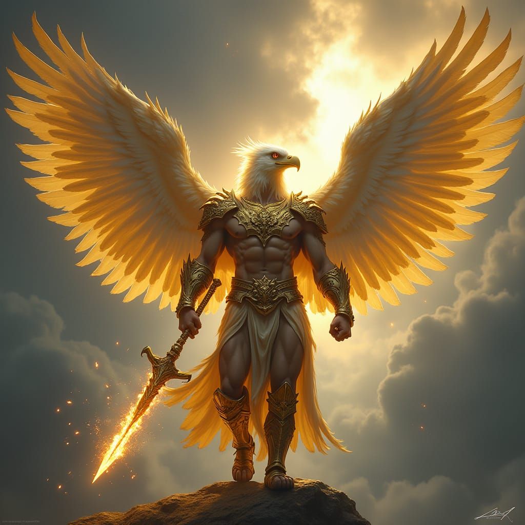 Eagle-Winged Hero in Golden Armor