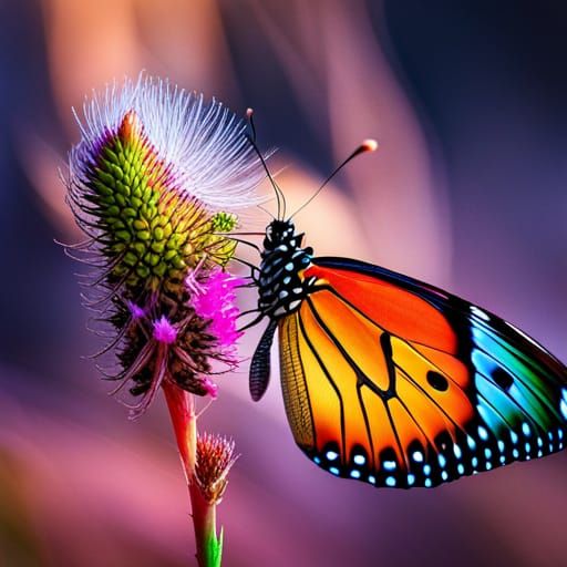 Rainbow Butterfly Woman in Hyperrealistic Style