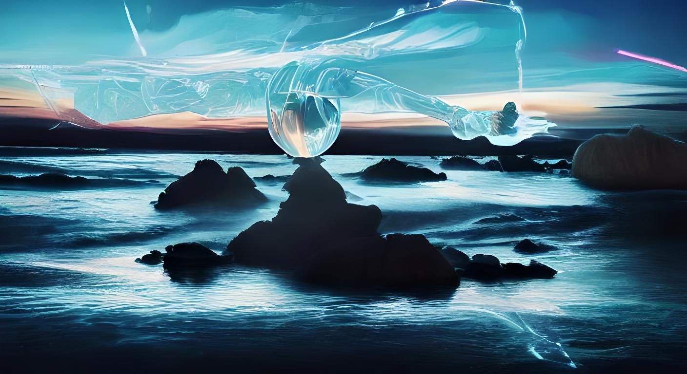 Lea Seydoux at Sunset Beach: Mixed Media Art