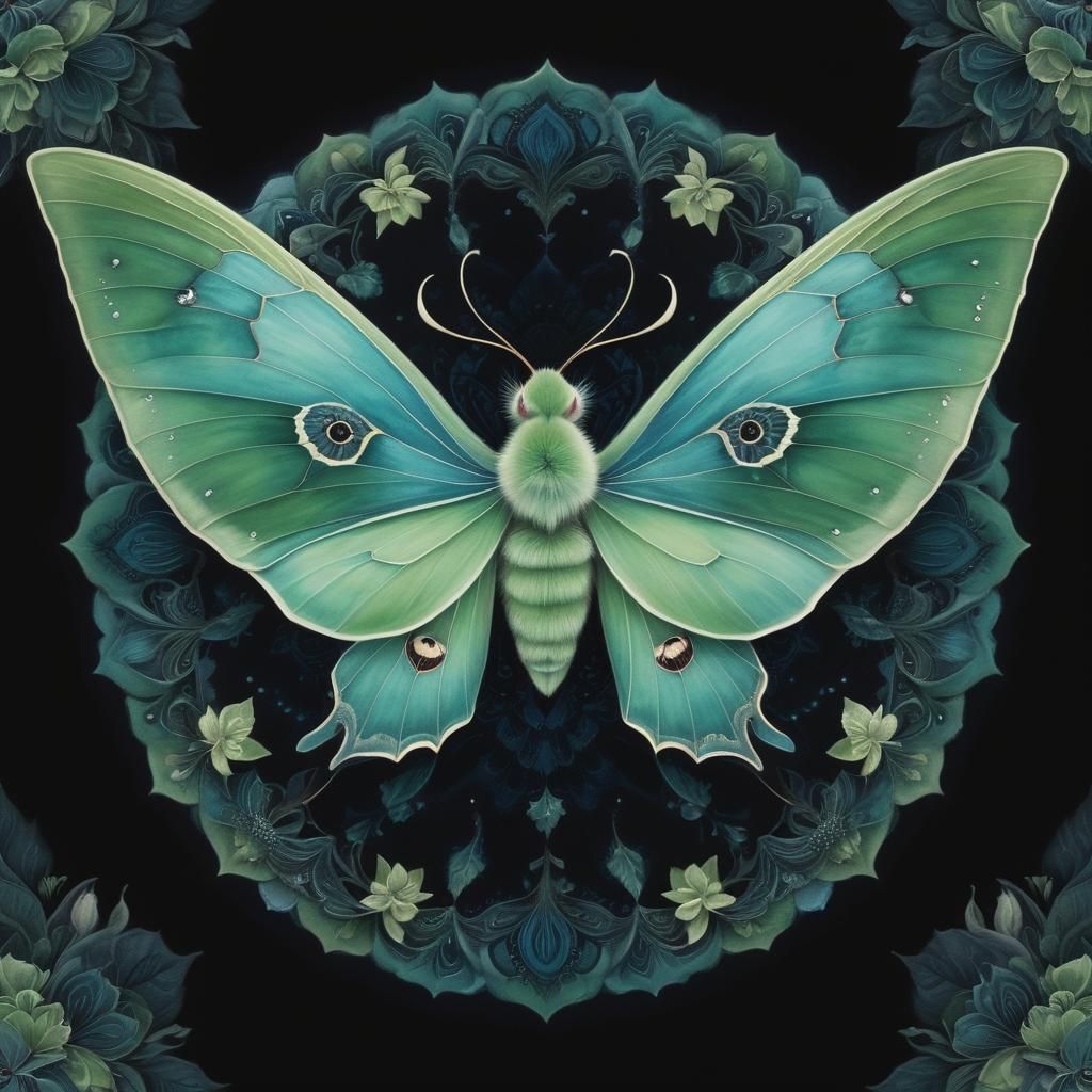 Green moth mandala 