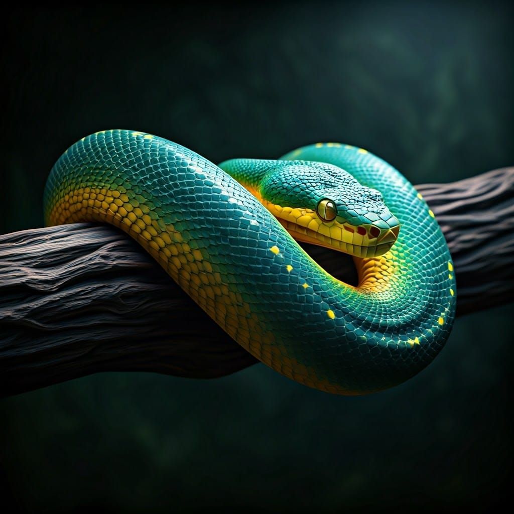 Electric Serpent Coiled in Mystical Light