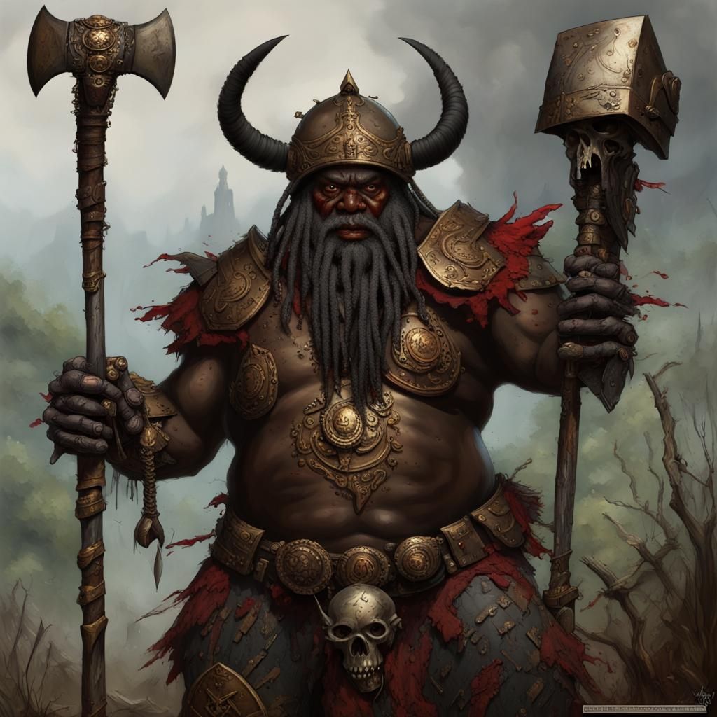 Voodoo Dwarf Warrior with War Hammer