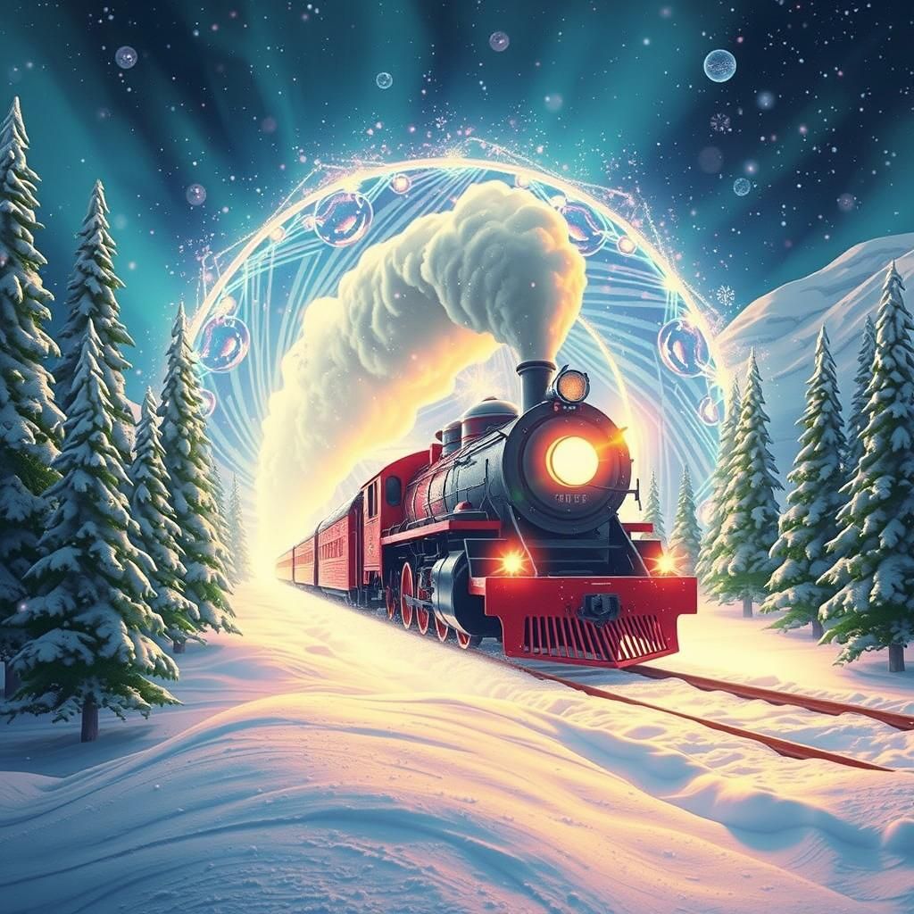 Santa's Polar Express Emerges from Magical Portal