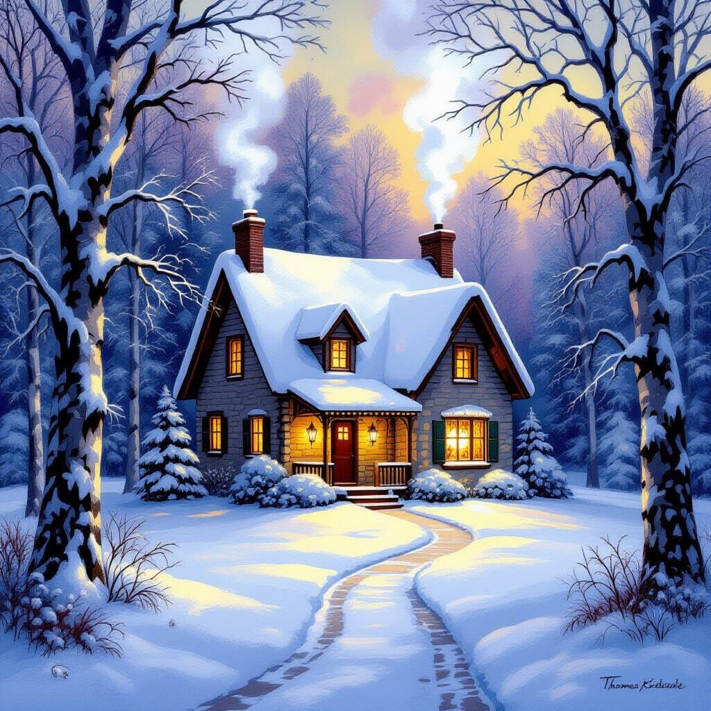 Cozy Cottage in Snowy Forest Clearing