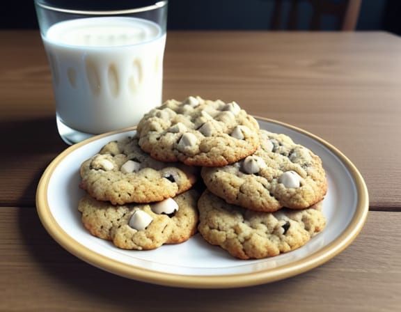 Oatmeal Cookies and Milk Still Life Photograph