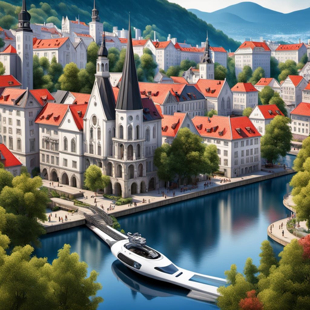 Cyberpunk Cityscape with Neon Spacecraft