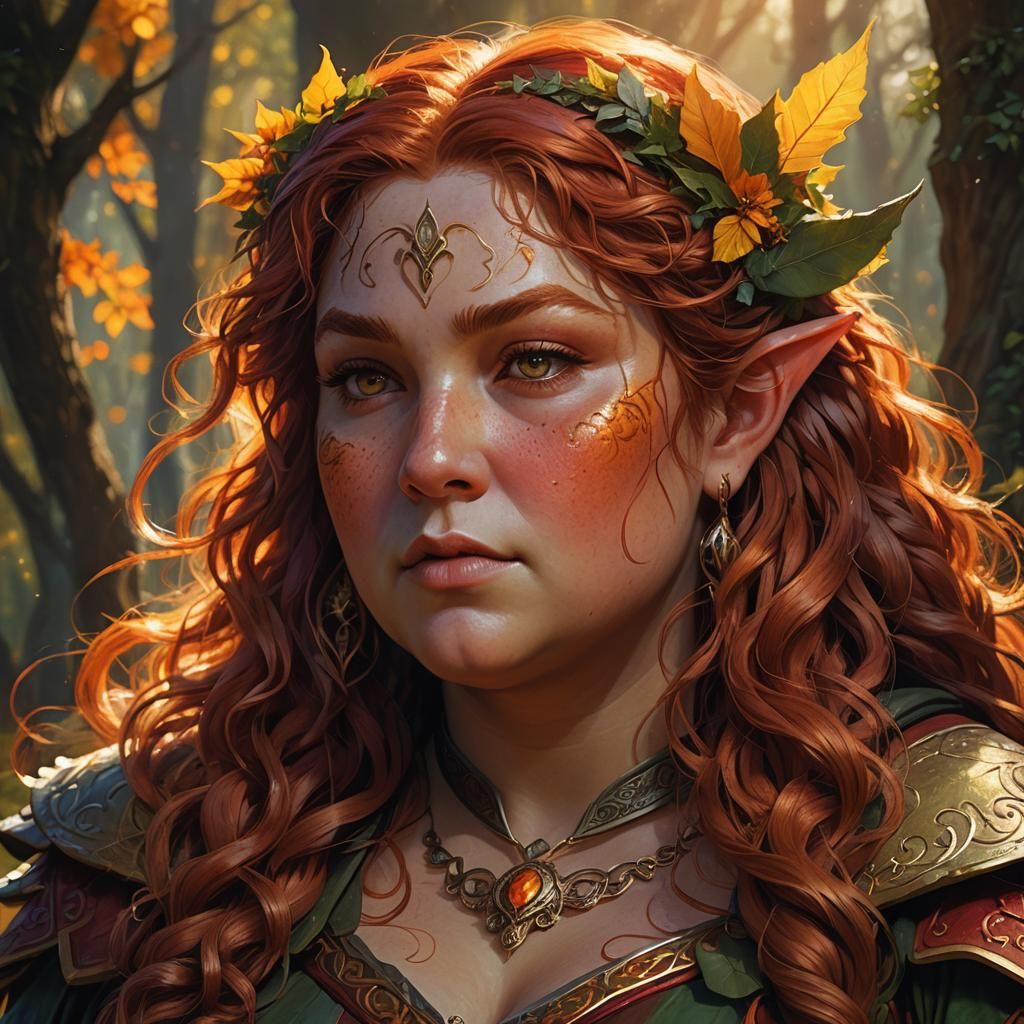 Fantasy Elf with Red Hair: Digital Painting