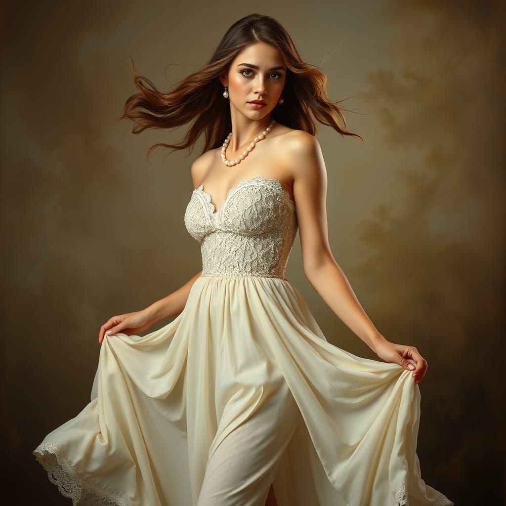 Serene Classical Beauty in Golden Light