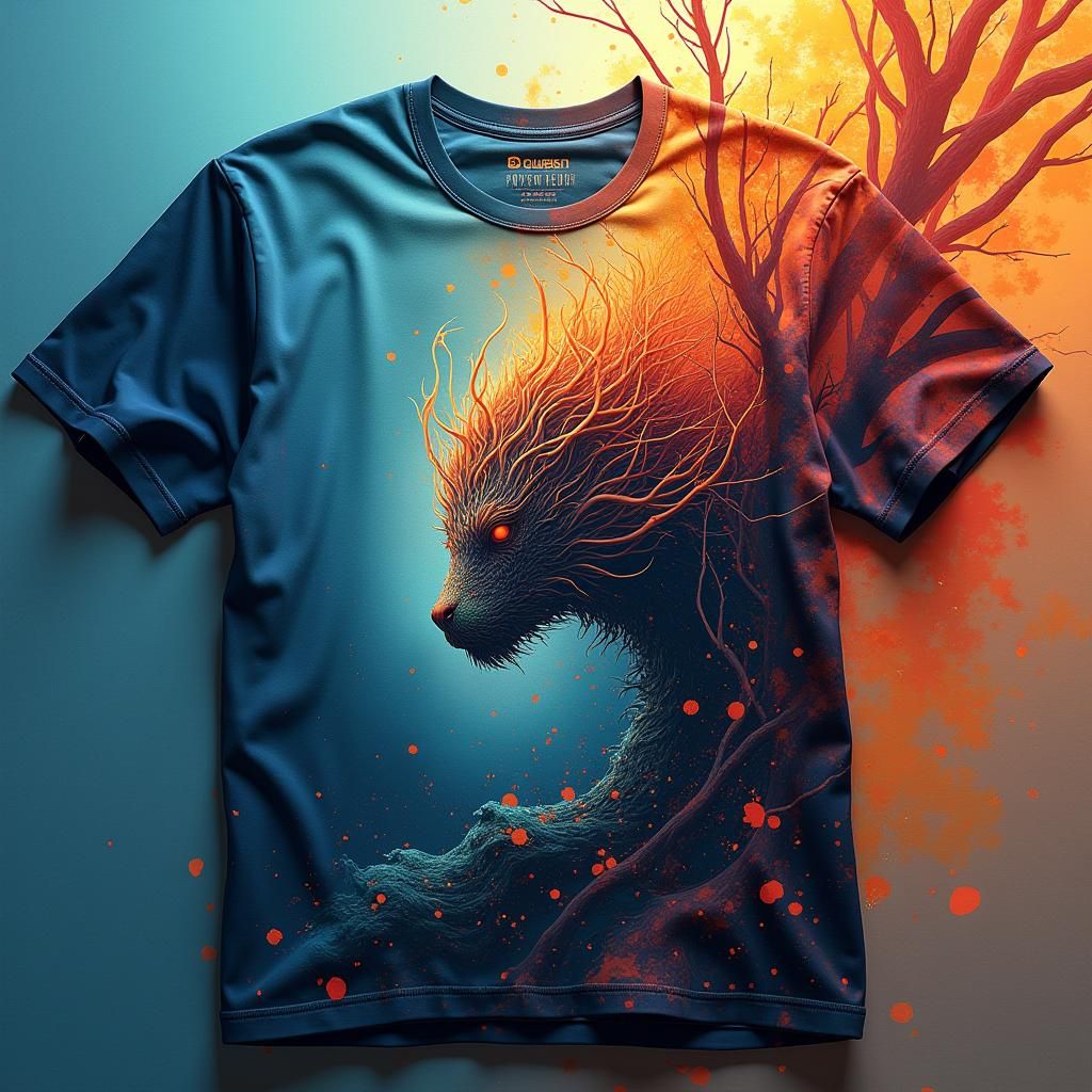Unique T-Shirt Design in Detailed Matte Painting Style