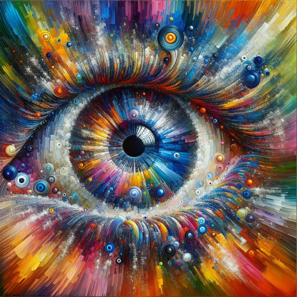 Eye in Vibrant Abstract Fractal Pattern