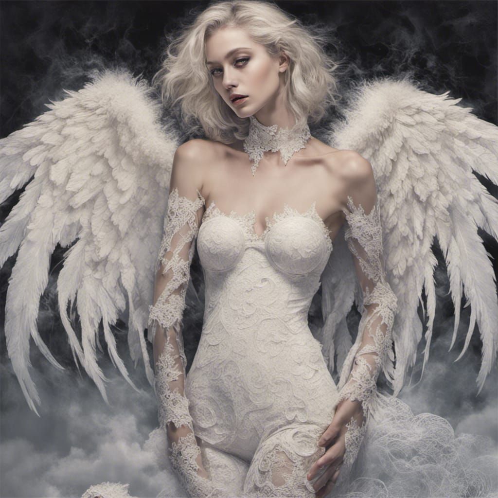 Angelic Kiss: Demon Embrace Under Volcanic Light